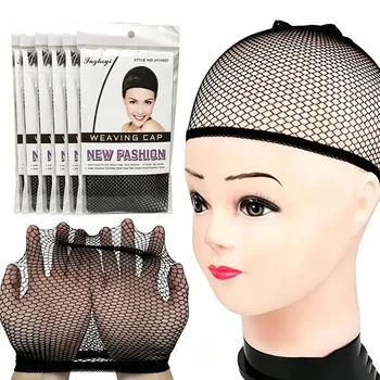 Dehnbare Elastische Haarnetze Schwarze Perückenkappen Coole Cosplay-Webehaarnetze Dehnbare Haarnetze