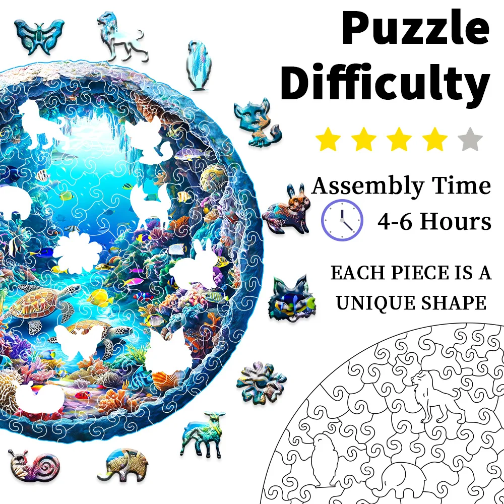 Ocean Wonders Holzpuzzle – Tierpuzzle in einzigartiger Form – Bild 5