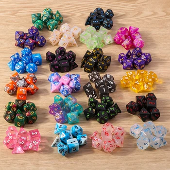 Tusember 7-teiliges Set 23 Farben Galaxy DND Würfelset D4 D6 D8 D10 D12 D20 Mehrseitige Würfel für TRPG Dragon