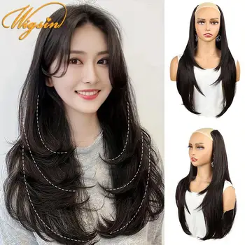 WIGSIN 22 Zoll synthetische V-förmige geschichtete 4 Clips lange glatte Haarverlängerung Mode unsichtbare