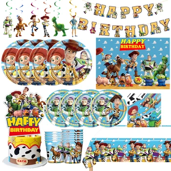 Toy Story Party Dekoration Tischgeschirr Pappteller Partyzubehör Geschenk Tischdecke Geburtstagsparty Zubehör