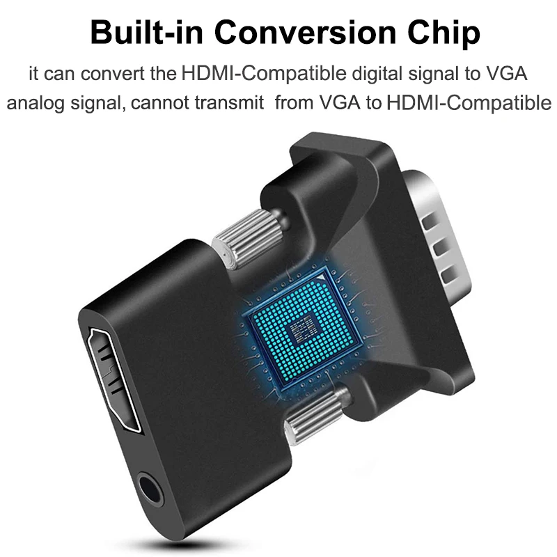HDMI-Kompatibel Zu VGA Adapter Konverter TV Box 1080P PC Aux – Bild 6