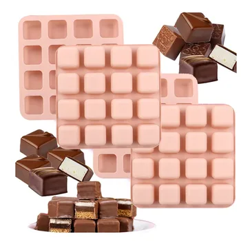 Silikon-Quadrat-Karamellform mit 16 Vertiefungen für Schokoladentrüffel, Fettarme Snacks, Keto-Snacks