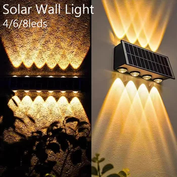 4/6/8LEDs Solar Wand Lampe Hof Straße Decor Licht Im Freien Wasserdichte Oben und Unten Leuchtende Beleuchtung