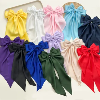 Damen-Satin, groß, weiß, rosa, rot, blau, schwarz, Bandschleife, übergroße Schleife, langer Schwanz