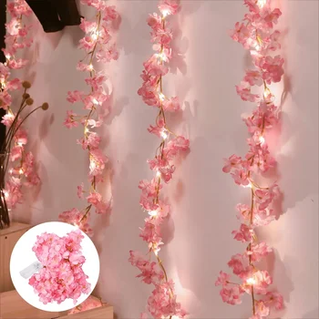 2M 20LEDs Kirschblüten-Lichterkette, Girlande, künstliche Blumenranken, Lichterkette für Schlafzimmer