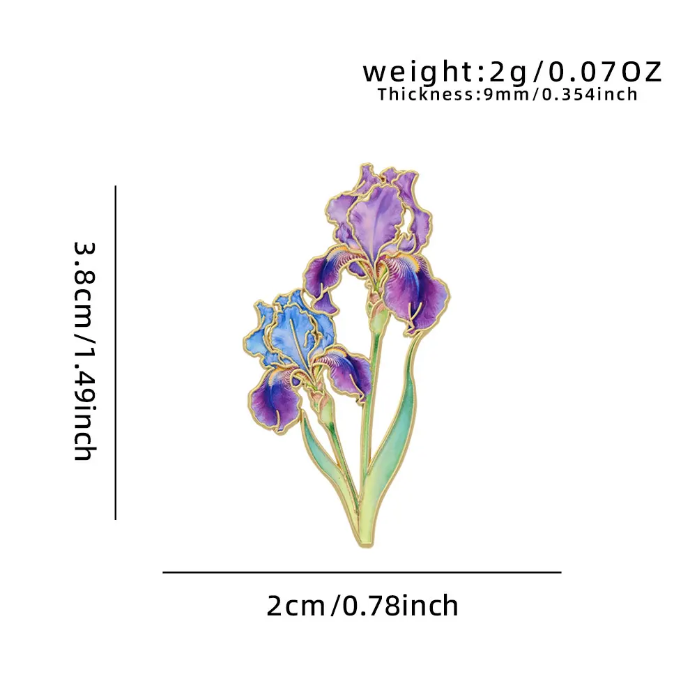 Elegante botanische Emaille-Blumenanstecker, sortierte – Bild 5
