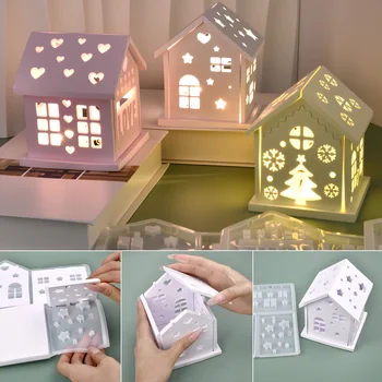 3D Haus Silikonform DIY Weihnachtsbaum Liebe Stern Haus Ornament Dekor Gips Epoxidharz Kerzenhalter Form