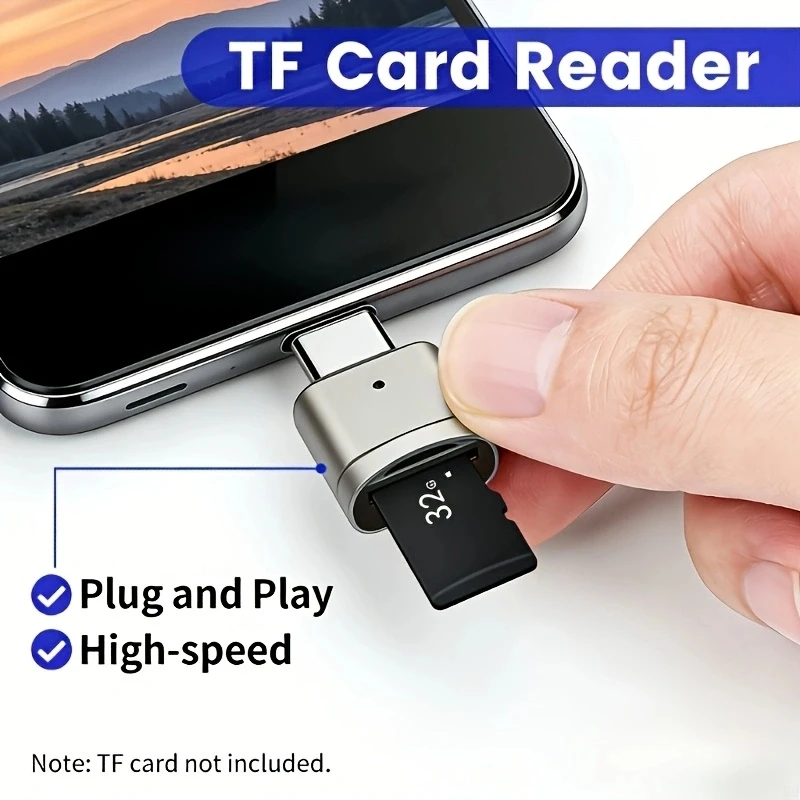 USB-C TF-Kartenleser, USB-C zu USB-A, Tragbarer – Bild 3