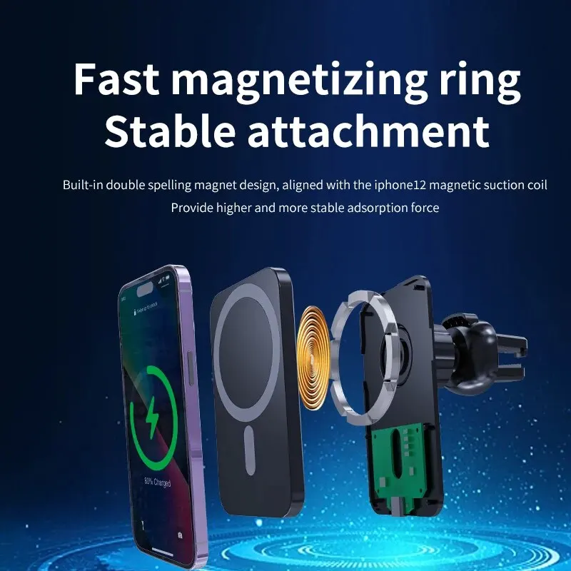 Magnetisches kabelloses Auto-Ladegerät mit Handyhalterung für – Bild 3