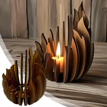 Kerzenhalter aus Holz, handgefertigter Kerzenständer aus Holz, Geschenk-Wohndekoration, moderner