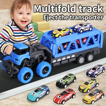 Verformbare Schienenauto-Auswurf, zusammenklappbar, großer LKW, Spielzeug für Kinder, Behälter, Transporter
