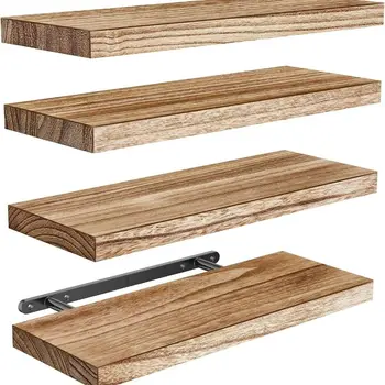 Schwebende Regale aus Holz zur Wandmontage, tiefes, dickes Badezimmerregal für Wohnzimmer, Schlafzimmer, Küche