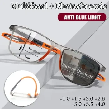 Männer Multifokale Photochrome Lesebrille Sehen Weit und Nahe Brillen Unisex Sport TR90 Rahmen Anti Blau Licht