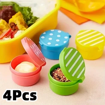 Tragbare Mini-Sojasaucenflaschen, Lunchbox-Zubehör, Gewürzbehälter in Reisegröße für Picknick, Büro (4 Stück)