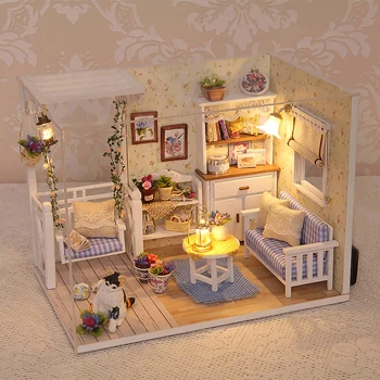 Kätzchen Mini Puppenhaus 3D Puzzle Montage Modell Bausatz Kreative Zimmer Schlafzimmer Dekoration Mit Möbel