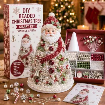 DIY Weihnachtsbaum-Bastelset mit Perlen, Pädagogisches Handgefertigtes Montage-Set für Schulkunstkurse