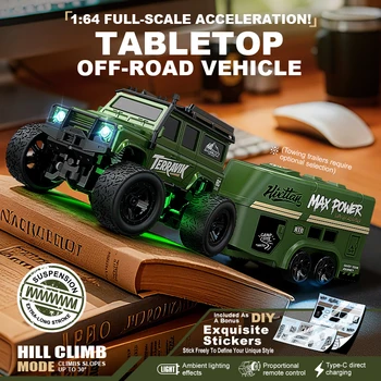 1:64 Mini Klettern Fernbedienung Auto Mit Anhänger Volle Skala Geländewagen Kinder Spielzeug Modell