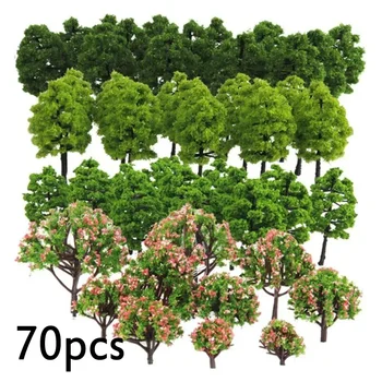 Kunststoff Modell Zug Künstliche Miniatur Baum Landschaft Eisenbahn Dekoration Gebäude Landschaft Zubehör