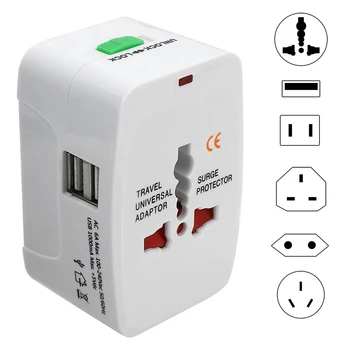 All-in-One Internationaler Steckeradapter AU US UK EU Konverter Tragbarer 2 USB Typ-C Anschlüsse Weltreise