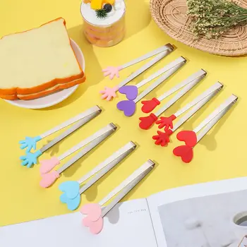 Kreative Silikon Edelstahl Mini Snack Food Zange rutsch feste Griffe Grill Brot Eiswürfel Clip Küchen zubehör
