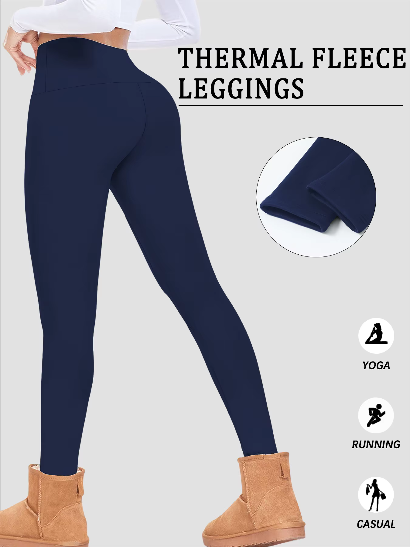Hoch taillierte, mit Fleece gefütterte Leggings für Damen – Bild 2
