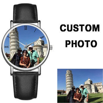Personalisierte Uhr mit Fotos, DIY-individueller Druck, machen Sie Ihr eigenes Logo, Namensmarkenuhr