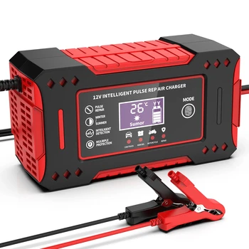 Ladegerät Auto- und Motorradbatterie-Ladeeinheit Blei-Säure-Batterie-Reparatur LCD-Display 6A 12V Intelligente