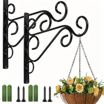 Outdoor Hängen Pflanzen Stehen Outdoor Blumentopf Haken Wand Pflanzer Aufhänger Rustikalen Eisen (2 Stück)