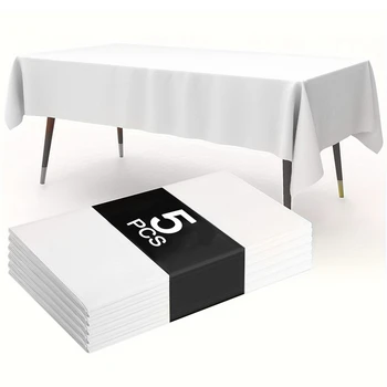 183 x 137 cm, solide weiße Tischdecke, Einweg-Tischdecken aus Kunststoff für Geburtstagsfeier, Hochzeit