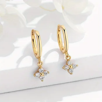 925 Sterling Silber Nadel-Kleeblatt-Creolen, Trendige Elegante Hochzeits- und Party-Ohrringe