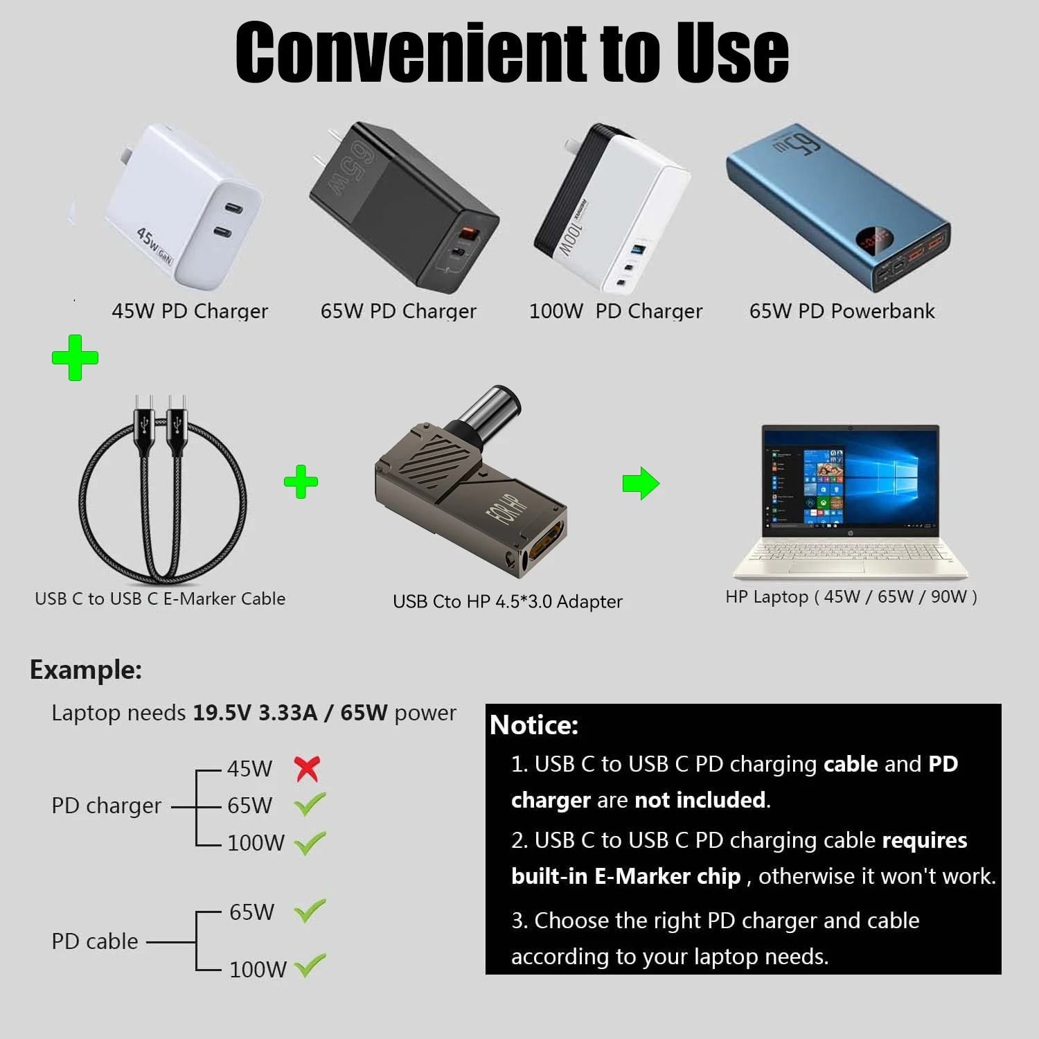 PD100W Type-C to DC Plug Converter USB C to DC Laptop – Bild 5