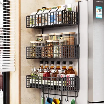 Haushalt Wand Lagerung Regal Kühlschrank Kleinigkeiten Racks Gewürz Flasche Organizer Lagerung Hause