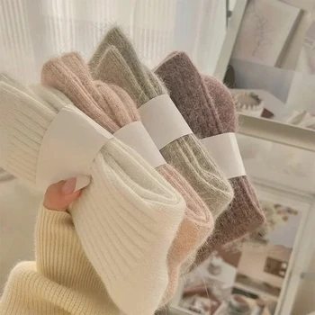 Winter Dicke Warme frauen Kaschmir Wolle Socken Japanischen Harajuku Stil Einfarbig Lange Thermische Mode Sox