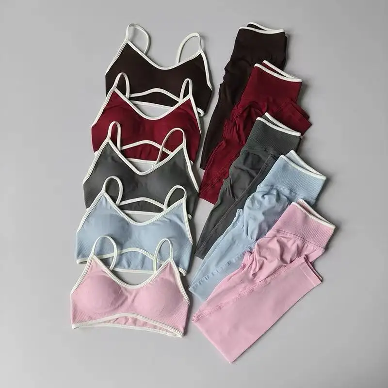 Damen-Fitnessanzug, Riemchen, Kontrastfarbe, Patchwork – Bild 3