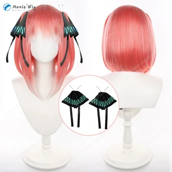 Anime Nakano Nino Cosplay Perücke Frauen Rosa Farbverlauf 43 cm Kurze Cosplay Anime Cosplay Perücken