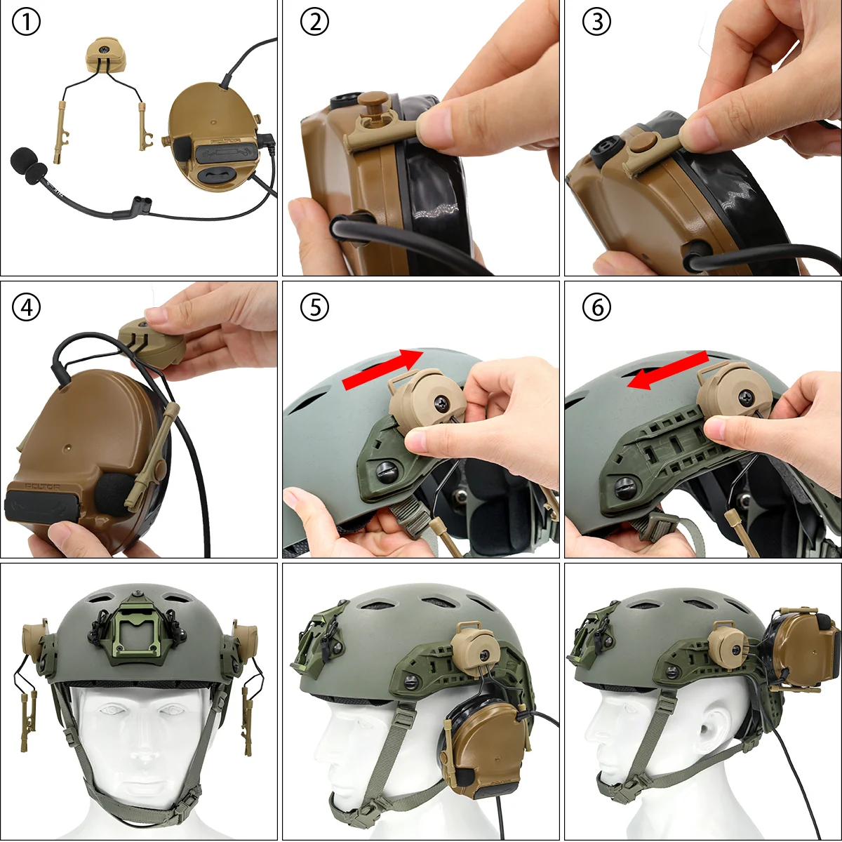 Taktische Headset-Halterung Fast Ops Core Helm ARC Rail – Bild 4