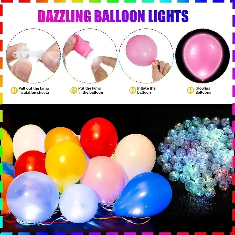 100/10Pcs Mini LED Ballon Licht Bunte Blinkende Leuchtende – Bild 6
