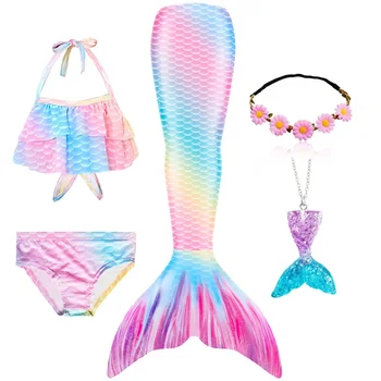 Ariel-Meerjungfrauenanzug im Stil der Kleinen Meerjungfrau, Bikini-Badeanzug, Halloween-Kostüm für Mädchen
