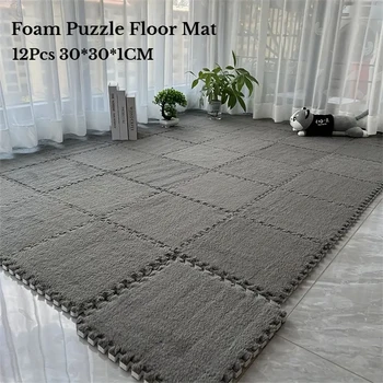 Schaum Puzzle Boden Matte Ineinandergreifende Flauschige Playmat Plüsch Bereich Matte für Home (12 Stück)