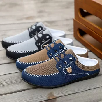 Lässige, atmungsaktive Mesh-Slip-On-Herrenschuhe ohne Absatz, Slip-On-Clogs, leichte, vielseitige