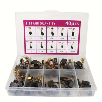 Kohlebürsten-Set, 10 verschiedene Modelle, 4 Stück pro Modell, geeignet für die Reparatur (40 Stück)
