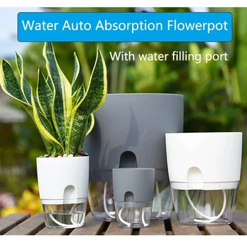 Transparenter doppelschichtiger Kunststoff-Blumentopf, selbstbewässernder Blumentopf, Baumwollseil