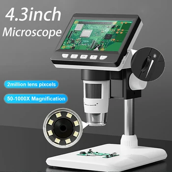 Digitales Mikroskop mit 4,3-Zoll-IPS-Bildschirm, 1600-faches Münzmikroskop, 2 MP, USB, professionelle