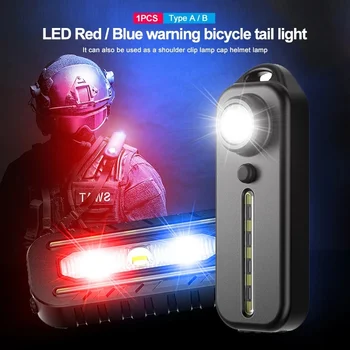 LED Rot Blau Vorsicht Notfall Polizei Licht mit Clip USB Aufladbare Schulter Blinkende Warnung Sicherheit