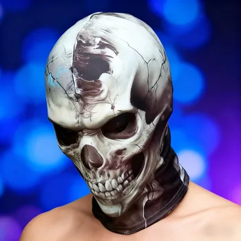 3D-realistische Totenkopfmaske mit elastischem, atmungsaktivem Netz-Stirnband, komfortables