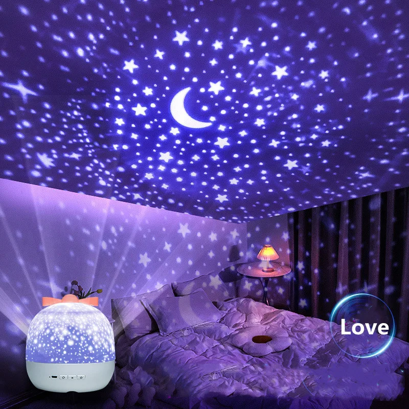 Sternenprojektor-Nachtlicht, rotierender Himmel, Mondlampe – Bild 4