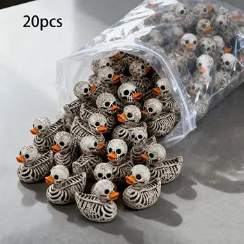 20er-Pack 0,6 Zoll große Gothic-Enten mit Totenkopf-Design - Harzfiguren für Halloween, Gothic-Heim, Büro