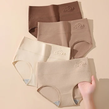 Hohe Taille frauen Höschen Body Shaper Unterwäsche Atmungsaktive Baumwolle Unterhose Plus Größe (4 Stück)