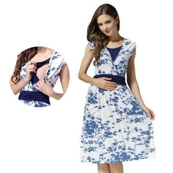 Stillkleider, Sommer-Umstandskleidung, ärmellose, bedruckte Stillkleidung für schwangere Frauen, Stillkleid